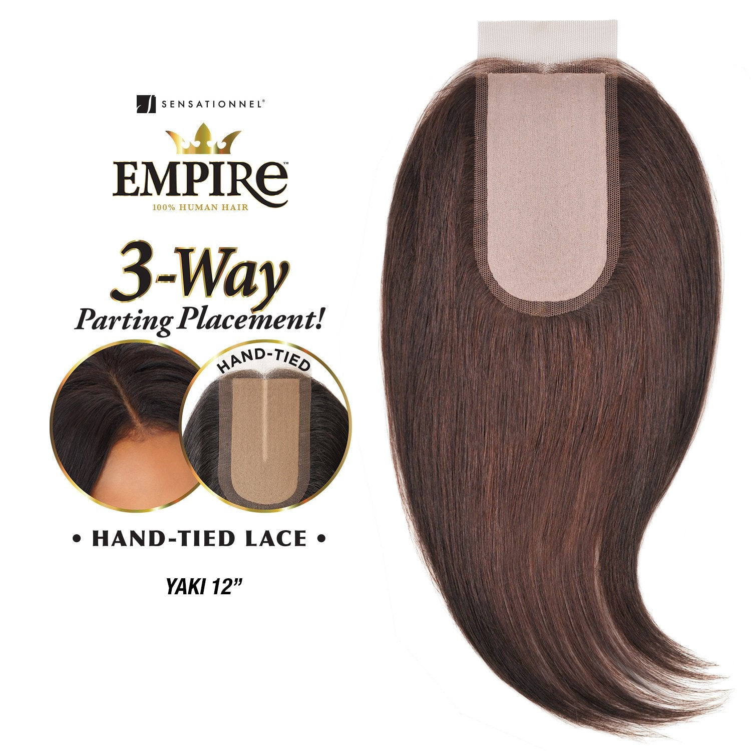 Sensationnel Empire Yaki Human Hair 3-Way Parting Closure - 12"