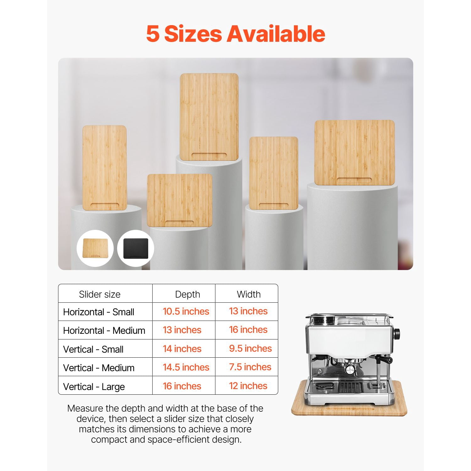 Kitchen Appliance Slider, 40 lbs Capacity with Rubber Wheels, 10.5x13 Inch Non-Slip Sliding Tray, Hollow Handle Design, Silent Movement for Countertops