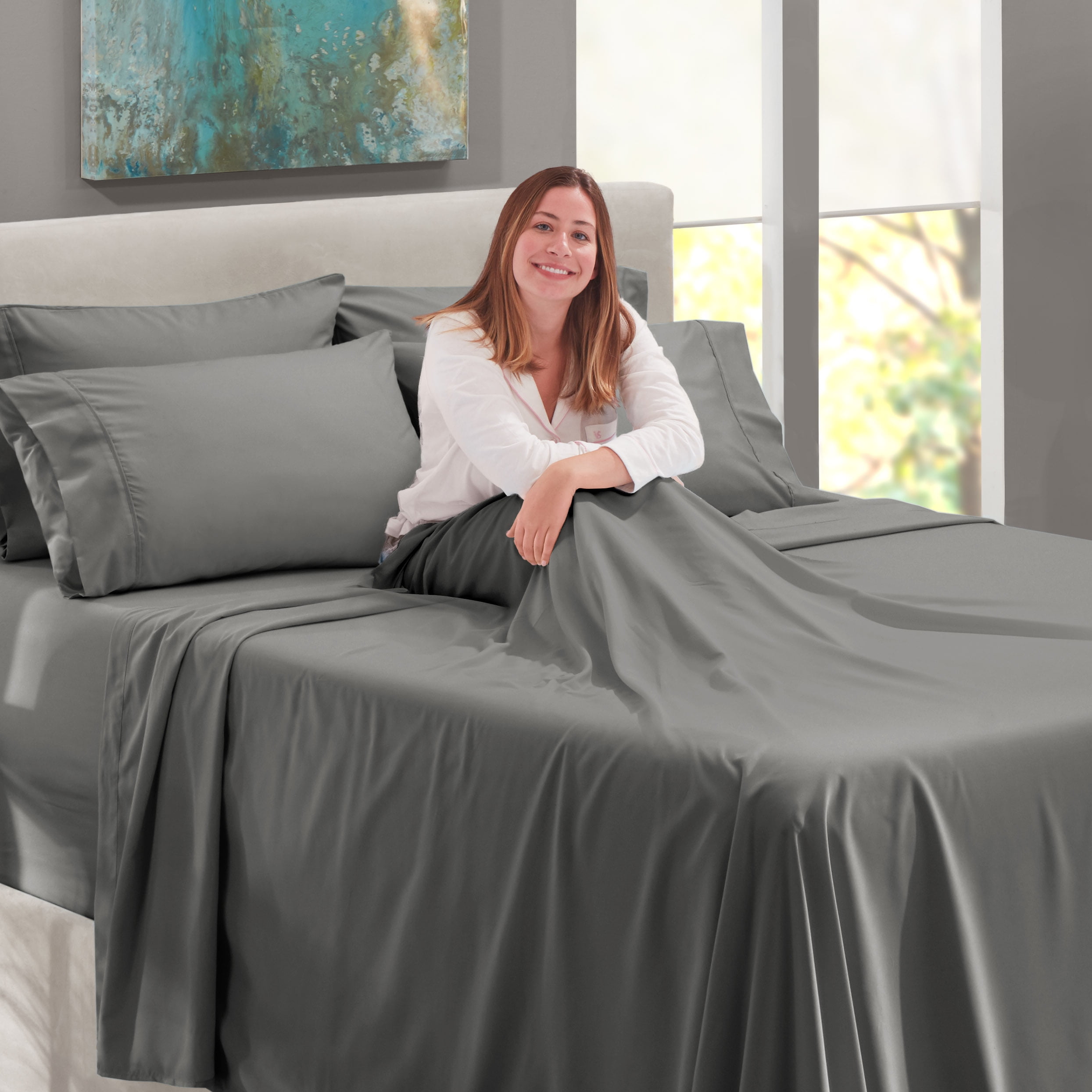 Non Slip Bed Sheets,King Size Fitted Sheet,Deep Pocket Fitted  Sheet,Non-Slip,for 18â€-24â€ in Mattress,It's Perfect for Skincare and  Won't Slip Off.