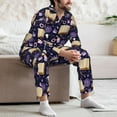 thumbnail image 7 of Salouo Lavender Flowers Print Button-Front Long Sleeve Pajama Set for Men, Soft 2Pjs Men's Long Sleeve Sleepwear-Medium, 7 of 7