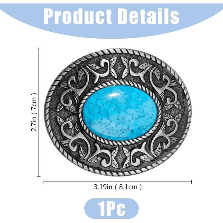Turquoise Belt Buckle Vintage Alloy Belt Buckle Stone Belt  display picture 3