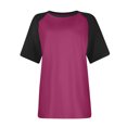 thumbnail image 4 of Timegard Hauts Grande Taille pour Femmes Col Rond Épaules Tombantes Bloc de Couleur Décontracté Confortable T-Shirts à Manches Courtes, 4 of 5
