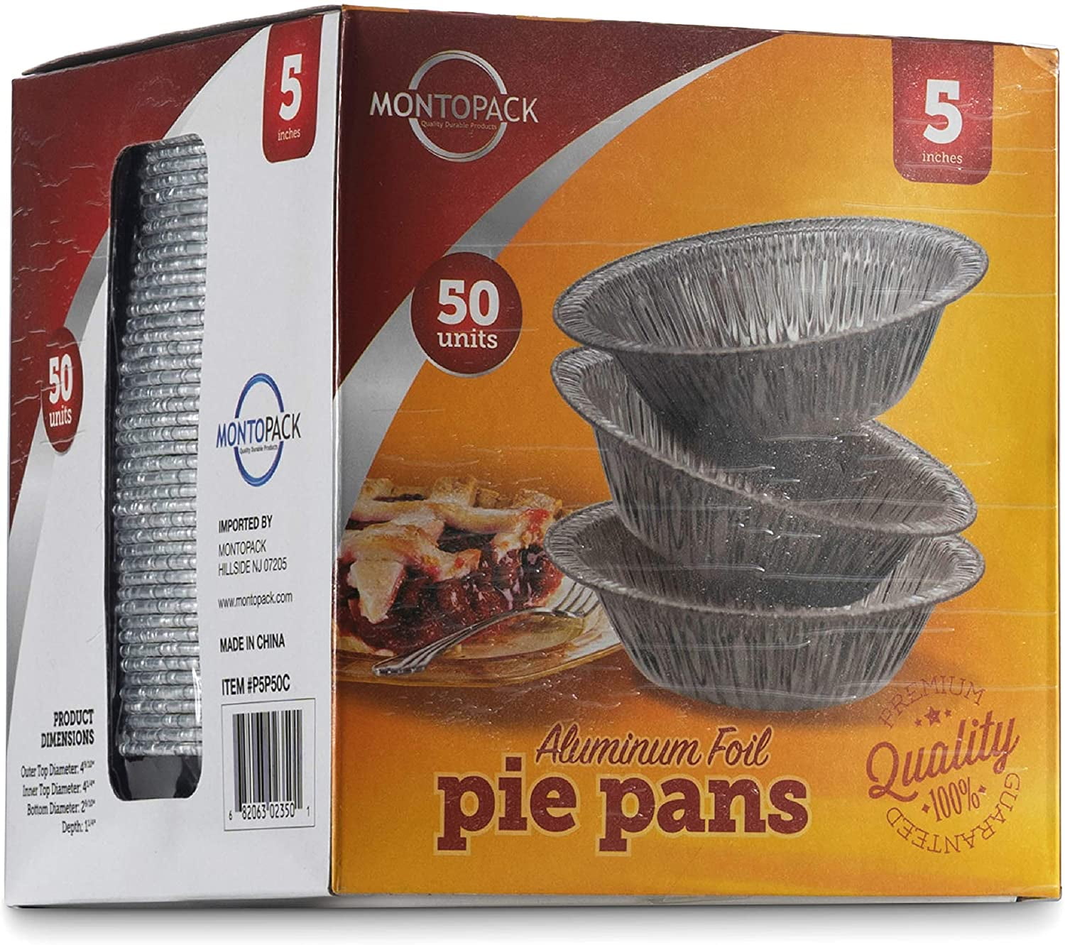 DOBI 5 Pie Pans [50-pack] - HEAVY-DUTY Disposable Aluminum Foil Pie tins,  Individual-Portion-Size Pie Plates