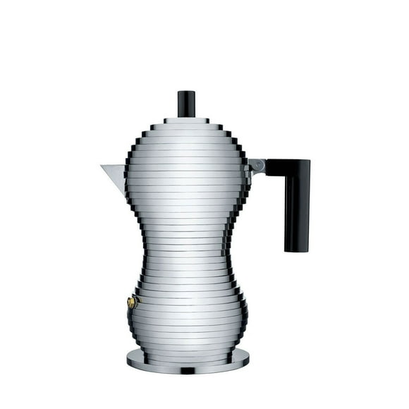 Alessi MDL02/3 B "Pulcina" - Cafetera de estufa de 3 tazas con asa y perilla de aluminio en color ne Alessi NA