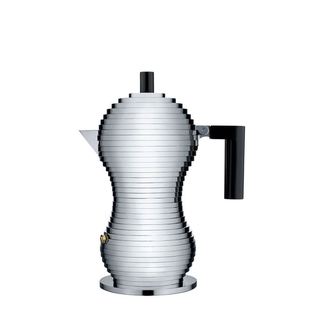 Alessi MDL02/3 B "Pulcina" - Cafetera de estufa de 3 tazas con asa y perilla de aluminio en color ne Alessi NA