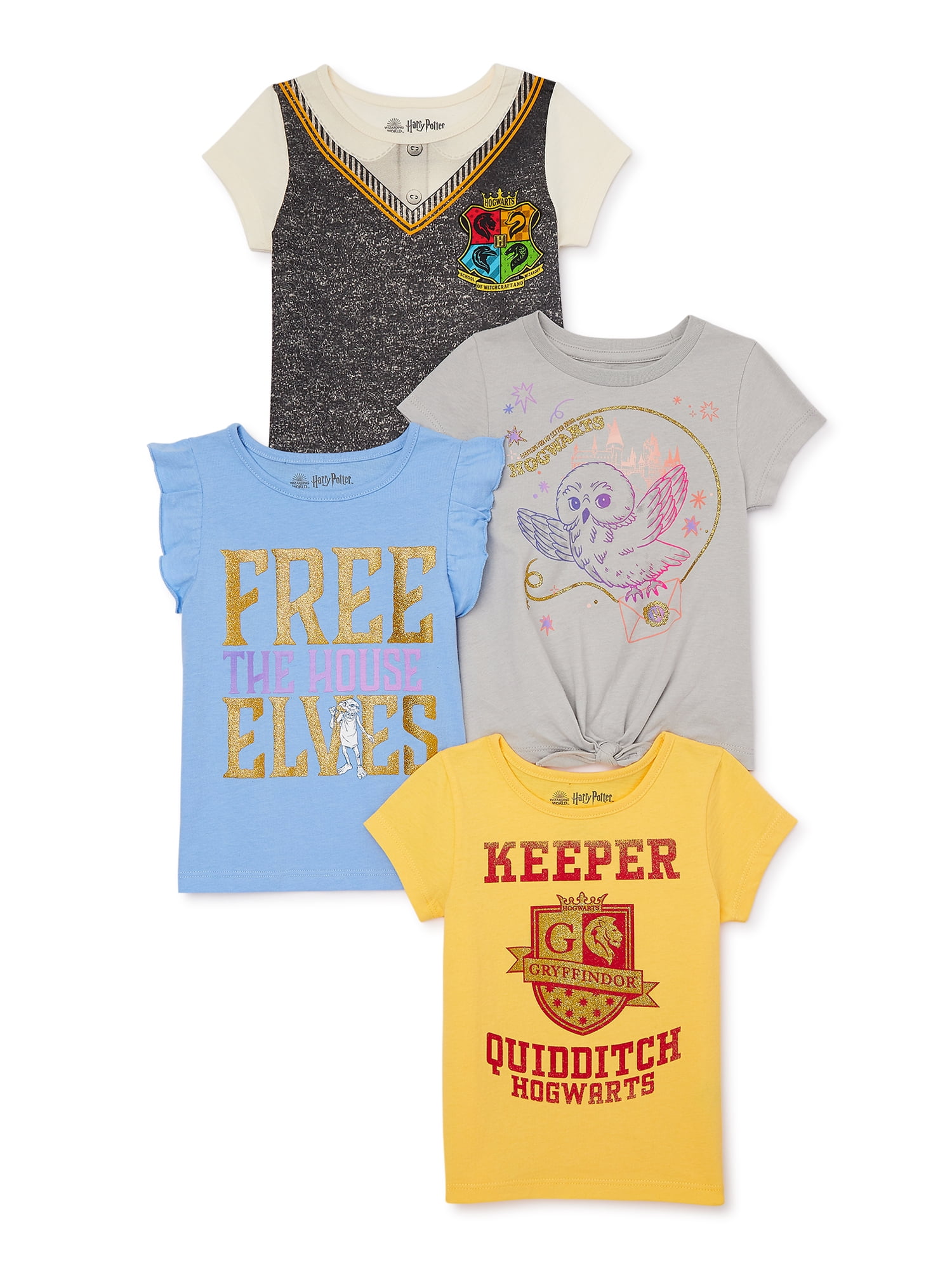 Harry Potter Toddler Girls Fashion TShirts with Short Sleeves, 4Pack