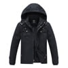 Tyhengta Men's Winter Jacket Cotton Jackets Fleece Lined Thick Work Warm Cargo Coats with Hooded Black 2XL