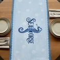 thumbnail image 5 of Navy Blue Seahorse Table Runner, Summer Coastal Bubbles Ocean Waves Washable Cotton Linen Table Runners 48 Inches Long, Dresser Scarf Runner for Nightstand/Coffee/End Tables 13''x48'', 5 of 9
