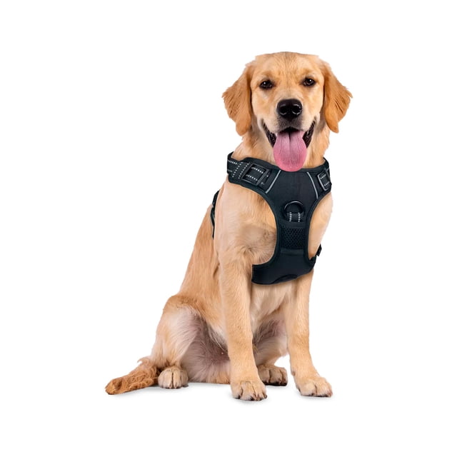 Pechera Arnes Color Negro para Perro Talla Grande - Pechera Ajustable Antitirones Resistente para Paseo Entrenamiento