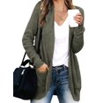 thumbnail image 2 of Women'S Long Sleeve Open Front Cardigan Chunky Knit Draped Sweaters Outwear Army Green M, 2 of 9