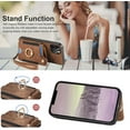 thumbnail image 4 of 12 Pro Max Phone Case,Card Holder Wallet Stand for iPhone 12 Pro Max Case,Ring Holder,RFID-Blocking,Wrist Strap,Camera Protector,Leather Shockproof Protective  Flip Cover Cases (Brown), 4 of 14