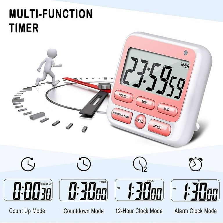 Digital Countdown Kitchen Timer -Count Up Down Magnetic Timer Clock for Cooking  Baking Gym Students 