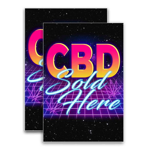 CBD Sold Here (24" X 36") Vinyl Decal Only (Pack of 2) |Sign|Sticker|Poster