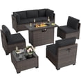 thumbnail image 4 of STARY 8 Pieces Outdoor Furniture Set with Fire Pit Table, Wicker Patio Sectional Sofas, All-Weather Outdoor Conversation Set for Garden, Black, 4 of 9