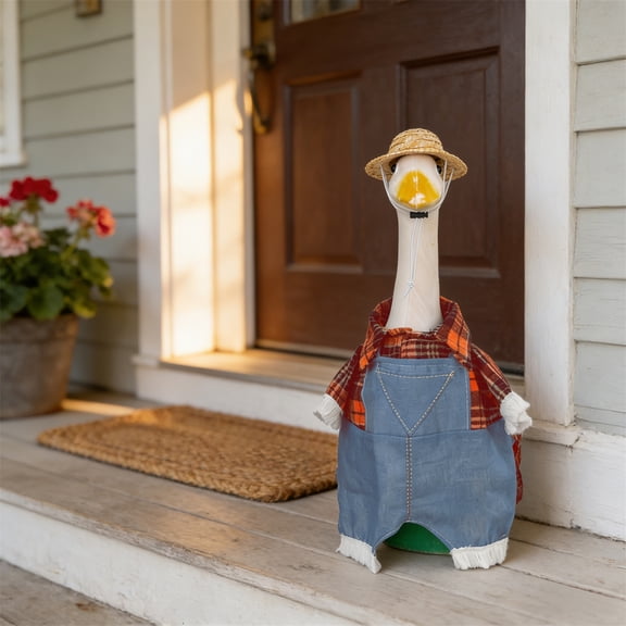 HaCpiu Jeans Porch Goose Clothes, 15.7" Lawn Goose Statue Outfit, Lawn Cement Goose Decor for Garden Yard Spring Outdoor