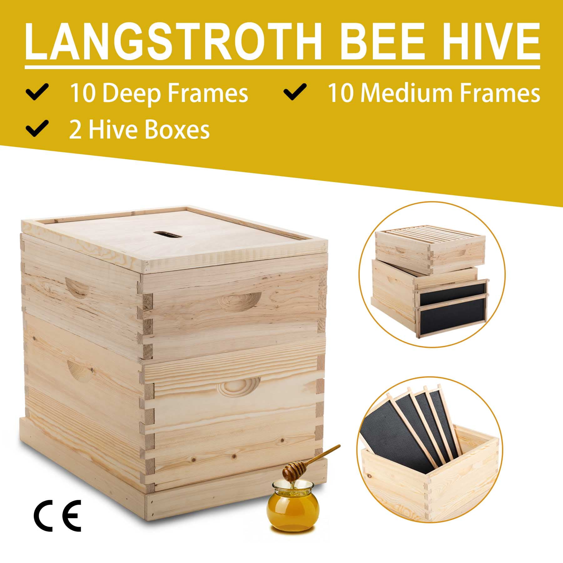 Honey Beehive Frames Beekeeping Box Bee Hive King Pollination Box Bee M Y0O7 1X 