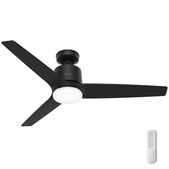 Restored Hunter Fan 52 inch Contemporary Matte Black Indoor Ceiling Fan with Light Kit and Remote Control (Refurbished)