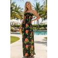 thumbnail image 4 of HAPPY BAY Women's Summer Boho A-Line Slit Maxi Beach Dress Smocked Top Evening Long Strapless Tube Dresses for Women One Size Sable, Floral, 4 of 5