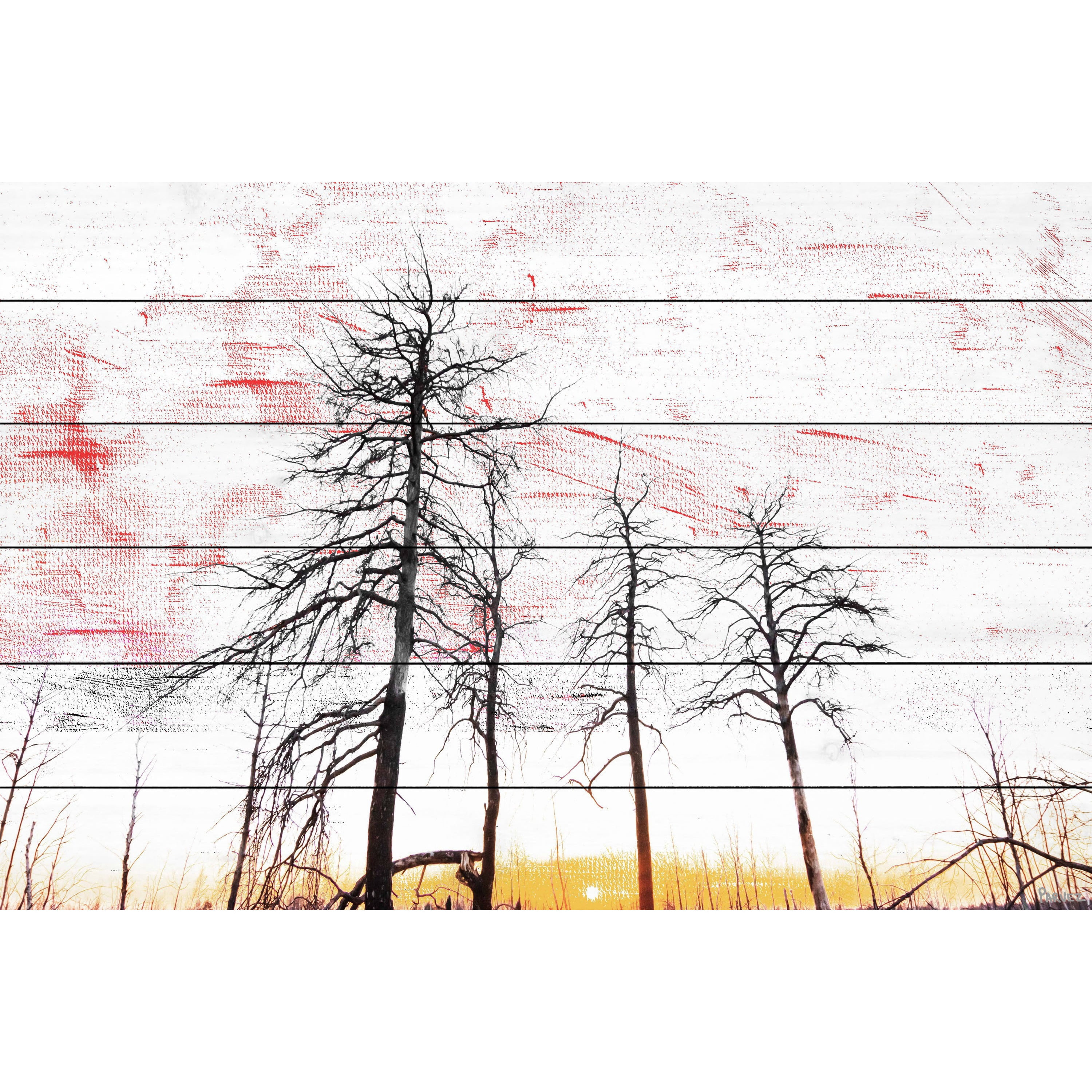 "Tall and Wispy" Painting Print on White Wood