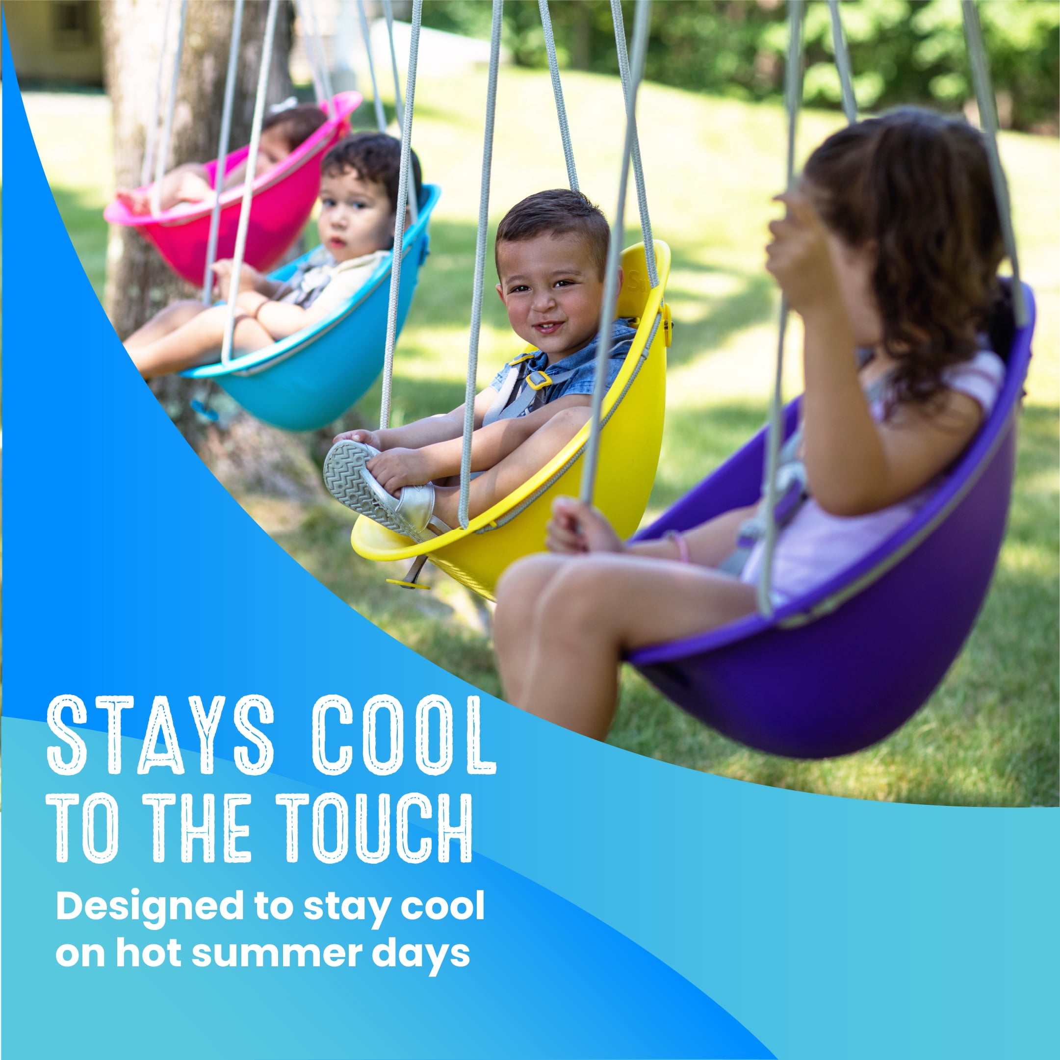 Swurfer Coconut Toddler Swing – Comfy Baby Swing Outdoor, Safe Quick Click Locking System, Easy Installation, Ages 6 - 36 Months, White
