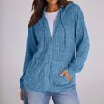 thumbnail image 6 of Sweaters for Women Long Sleeve Knitted Zip Up Hoodies Ribbed Pullover Loose Casual Sweatshirts with Pocket Blue XXL, 6 of 8