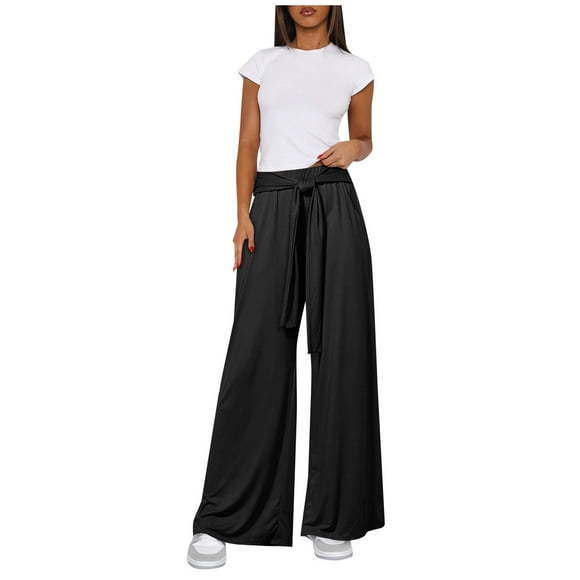 PMUYBHF Womens Pajama Pants Soft Joggers Elegant Women's Flowy Drawstring Palazzo Pants Versatile Comfortable Yoga Bottoms Womens Cargo Pants Petite Short Cargo Pants Women Petite Short