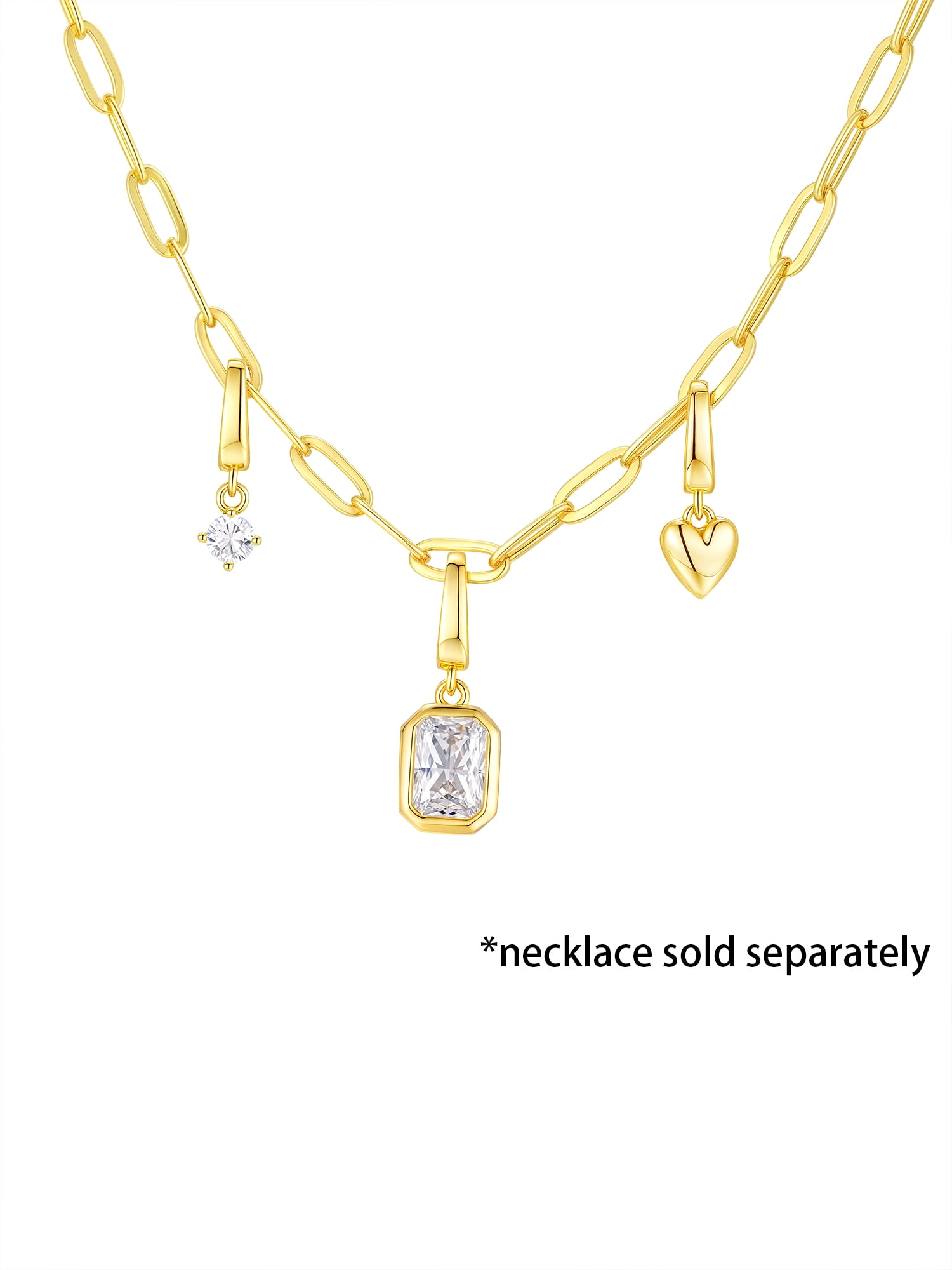 Brilliance Fine Jewelry Simulated Diamond Charm Set in 14KT Gold Plated Sterling Silver