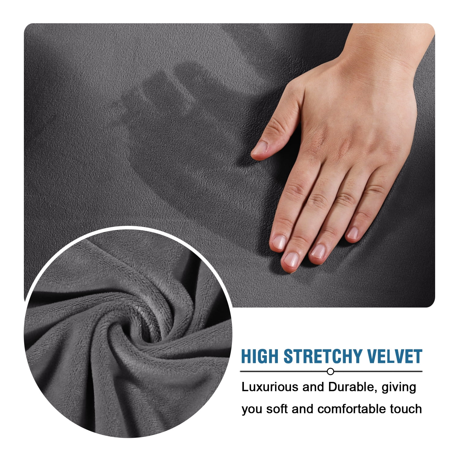 CJC 3-Piece Sofa Couch Covers, Velvet Loveseat Slipcover for Separate Cushion Couch, Stretch Furniture Protector for Pets Kids, 9 Colors