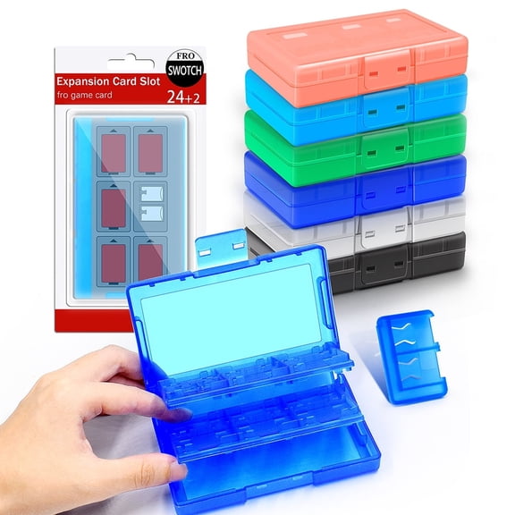 24 in 1 Game Card Dust Case Holder Box Storage For Nintendo Switch Portable Card Box-Light Blue