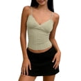 thumbnail image 2 of Womens Tank Top Women's Removable Pads Thin Strap Sleeveless Camisole Camisole Tops for Women Green One Size, 2 of 4