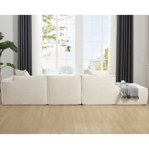 BSHTI Modular Combination Living Room Adult Sofa Set,Free Installation Sofa,Right L-shaped,Italian Minimalist Tofu Block Sofa,Beige