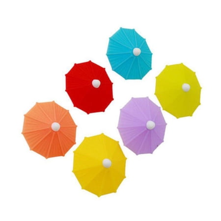 

6PCS Umbrella Wine Glass Marker Silicone Umbrella Wine Glass Identifier Cup Distinguish Label Party