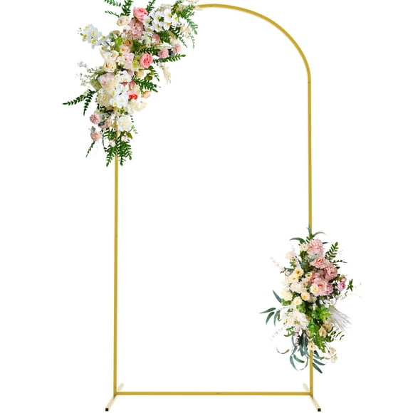 Wokceer 7.2 FT Wedding Arch Backdrop Stand, Gold Metal Arch Backdrop Stand for Wedding Ceremony Birthday Party Bridal Baby Shower Photo Booth Garden Flora