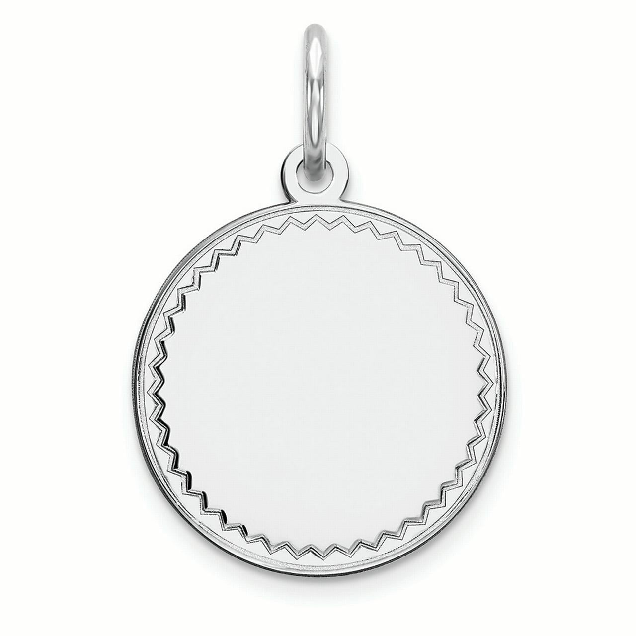 Pendant Engravable Sterling Silver Engravable Round Polished Front