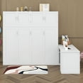 thumbnail image 3 of BEBPILOO Queen Size Wall Murphy Bed with Desk and Storage Shelves and Big Cabinets, White, 3 of 13