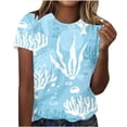 thumbnail image 2 of Fiudx Camisetas para Mujer Tops con Estampado de Moda para Mujer, Blusa de Manga Corta con Cuello Redondo, Camisetas, 2 of 4