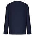 thumbnail image 4 of Womens Dressy Chiffon Top Snap Button Up Irregular Neck Long Sleeve Lightweight Casual Blouse Plain T Shirt Fall (XX-Large, Dark Blue), 4 of 5