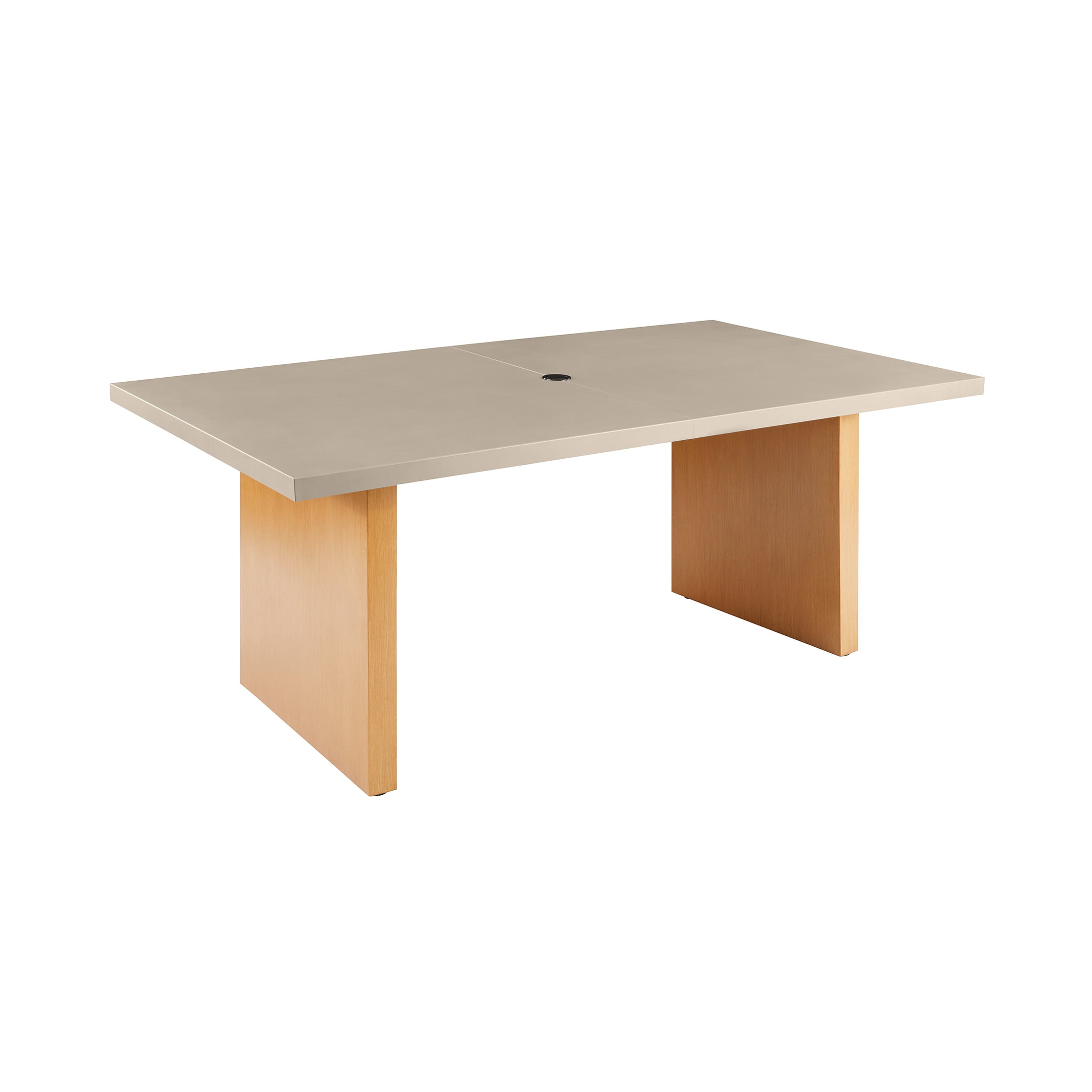 Better Homes & Gardens Vista Steel Metal Top Outdoor Dining Table, Boulder Metal Top with Teak Legs
