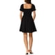 thumbnail image 3 of VESTIDO MINI CORSET DE MUJER INSPIRE CHIC CON ESCOTE CUADRADO Y MANGA CORTA, VESTIDOS FRUNCIDOS EN S NEGRO, 3 of 6