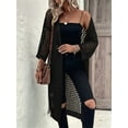 thumbnail image 6 of Women'S Hollow Out 3/4 Sleeve Open Front Knit Cardigan Long Sweater Tops Black XXL, 6 of 8