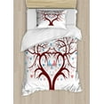 thumbnail image 1 of Family Duvet Cover Set Twin Size, Wedding Tree in Shape of a Heart with 2 Birds and Smaller Hearts as Leaves, Decorative 2 Piece Bedding Set with 1 Pillow Sham, Maroon Pink and Blue, by Ambesonne, 1 of 3