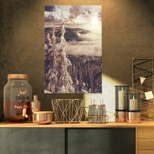 Dark Winter Scene At Sunset - Landscape Wall Art on Canvas