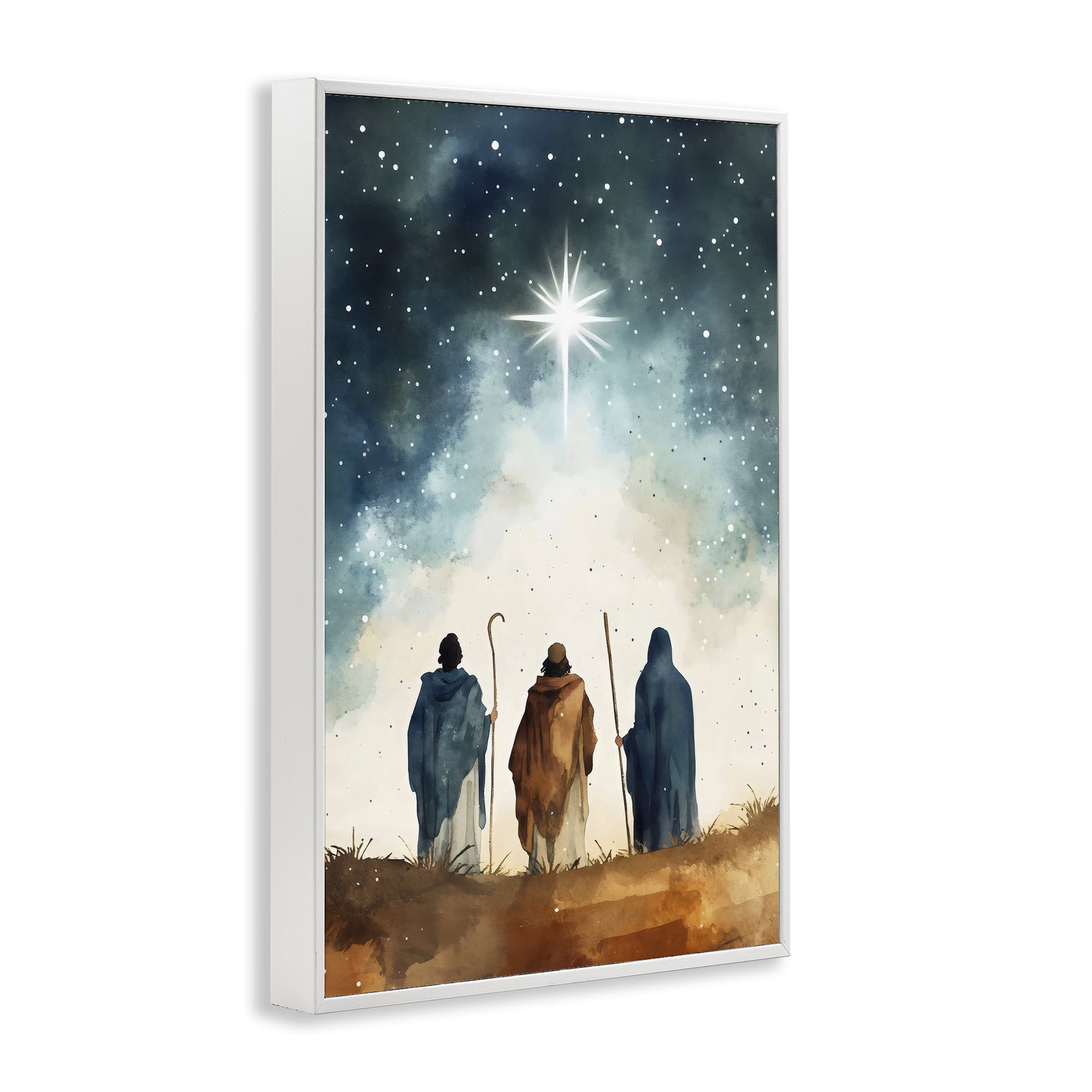 Guided Wisdom Shepherds White Framed Giclee Art, design by Petal Prints Design