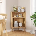 thumbnail image 3 of Bathroom Storage Cabinet, 31.5" Narrow Floor Corner Storage Cabinet with Fluted Doors & Shelves, Wood, 3 of 9