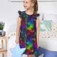 thumbnail image 4 of Balery Bright Universe Camisón de princesa para niñas, pijama de algodón con mangas abullonadas, suave y bonito.-Small, 4 of 6