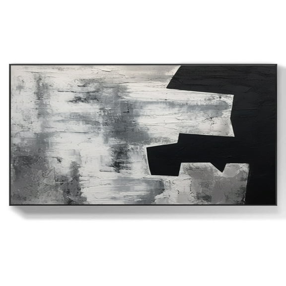 Large original black and white abstract canvas painting, large white 3D textured painting, white minimalist art, white abstract painting,(41*81cm)16*32 Inches,Unstretched,Frameless