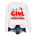 thumbnail image 1 of VBARHMQRT Chandail à Capuchon for Women Mode de Noël pour Femmes Père Noël Imprimé Lettre Manches Longues Col Rond Chandail à Capuchon, 1 of 5