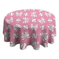 thumbnail image 4 of Pink Bows and Baseballs Pattern Round Tablecloth 60"x60",Wrinkle Wipeable Table Cloth for Kitchen Dining Room Picnic Patio Party, 4 of 6