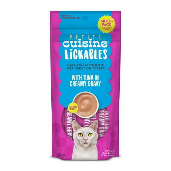 Petite Cuisine Lickables Wet Cat Treats, Tuna in Creamy Gravy, 2 oz. Pouch (12 Count)
