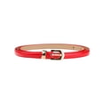 thumbnail image 1 of Cinturón delgado de PU para mujeres, cinturones de cintura delgada con hebilla de metal dorado rojo, 1 of 6